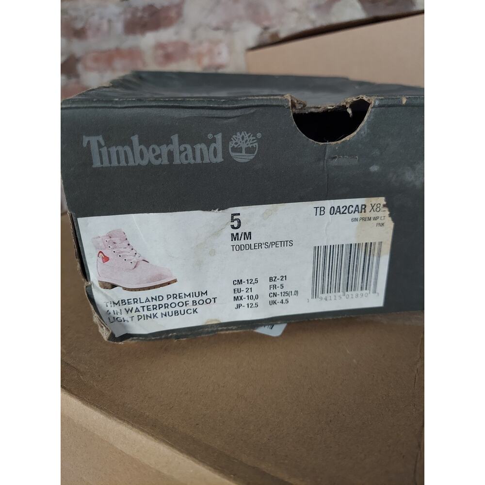 Timberland Toddlers Boots Size 5 Light Pink Waterproof Rainbow Heart Ribbon - Picture 7 of 7